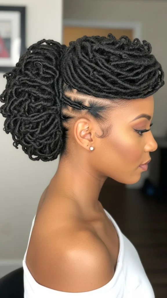 12 Elegant Formal Locs Hairstyles for Weddings, Proms & Special Events 10 Asymmetrical Side Bun