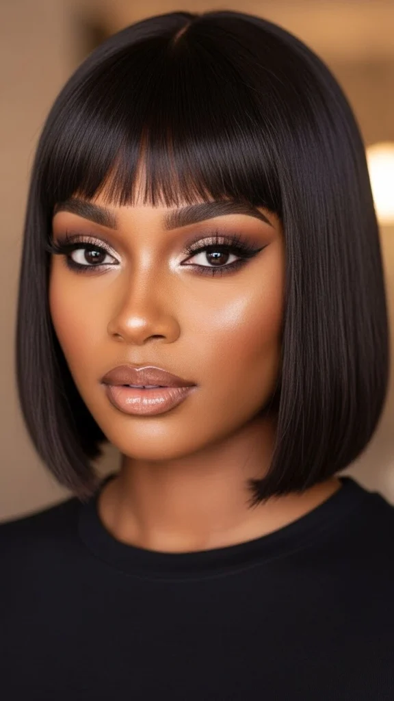 15 Short Bob Hairstyles for Black Women 2026 10 Bob with Bangs