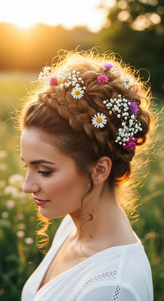 12 Curly Updo Hairstyles That Are Perfect for Bad Hair Days 4 Braided Crown Updo 1