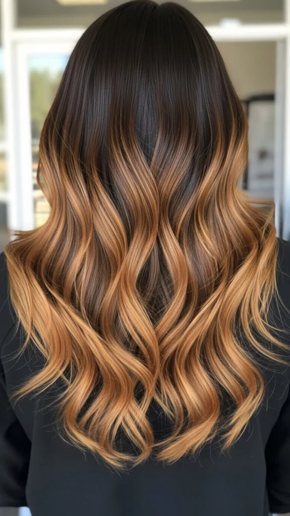 12 Caramel Highlights on Brown Hair- Sun-Kissed Perfection 6 Caramel Ombre with Brown Base