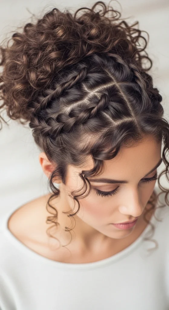 12 Effortless Curly Half Up Half Down Hairstyles for Every Occasion 1 Classic Curly Half Up With Twisted Crown