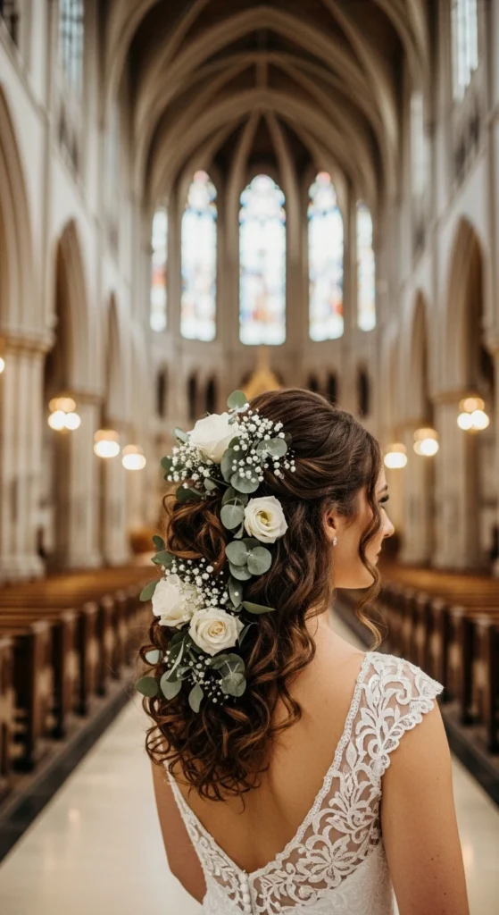 12 Elegant Curly Wedding Hairstyles Perfect for Every Bride 1 Classic Half Up Half Down Wedding Hair for Curly Hair