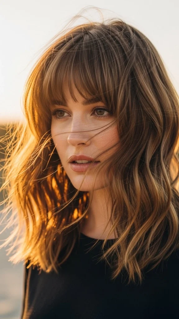 12 Wavy Wolf Cut with Bangs: Stunning Styles to Try in 2026 2 Classic Wavy Wolf Cut with Curtain Bangs