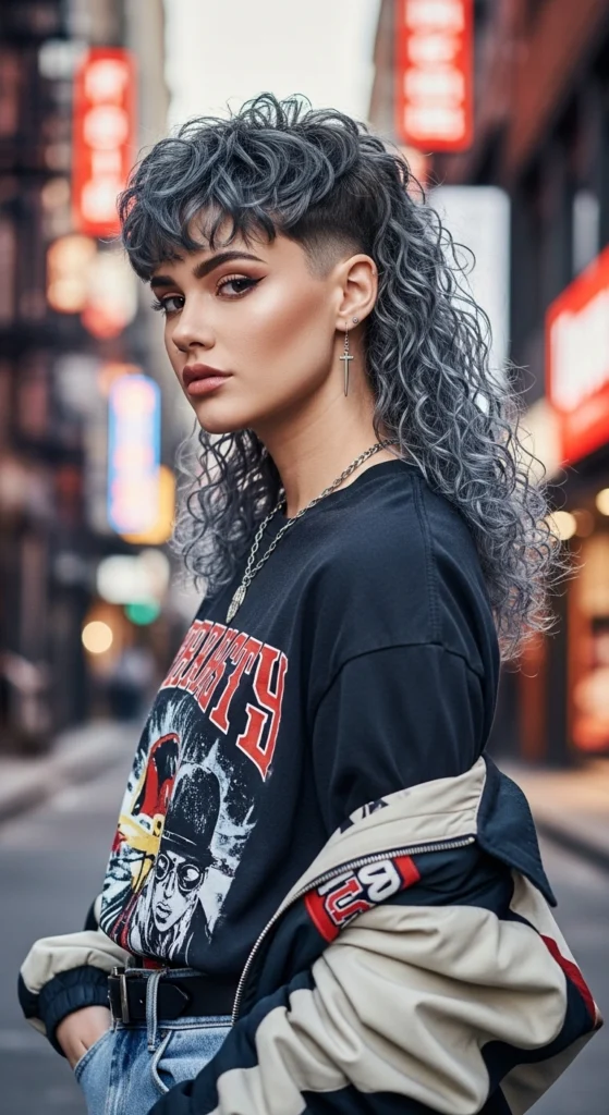 15 Curly Haircuts With Bangs That'll Make You Screenshot Immediately 7 Curly Mullet with Curtain Bangs