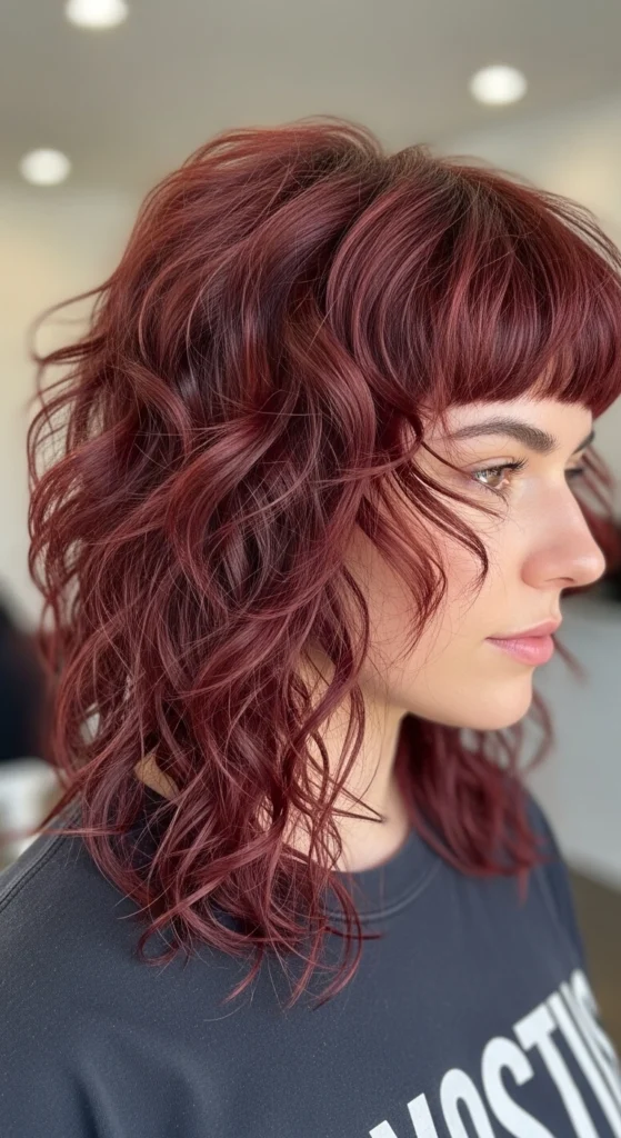 15 Curly Haircuts With Bangs That'll Make You Screenshot Immediately 2 Curly Shag with Choppy Bangs
