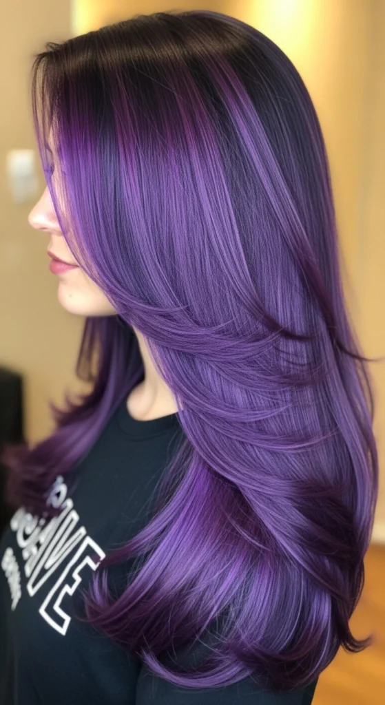 15 Purple Hair Ideas That Will Transform Your Look in 2026 1 Deep Violet and Black Hair Blend