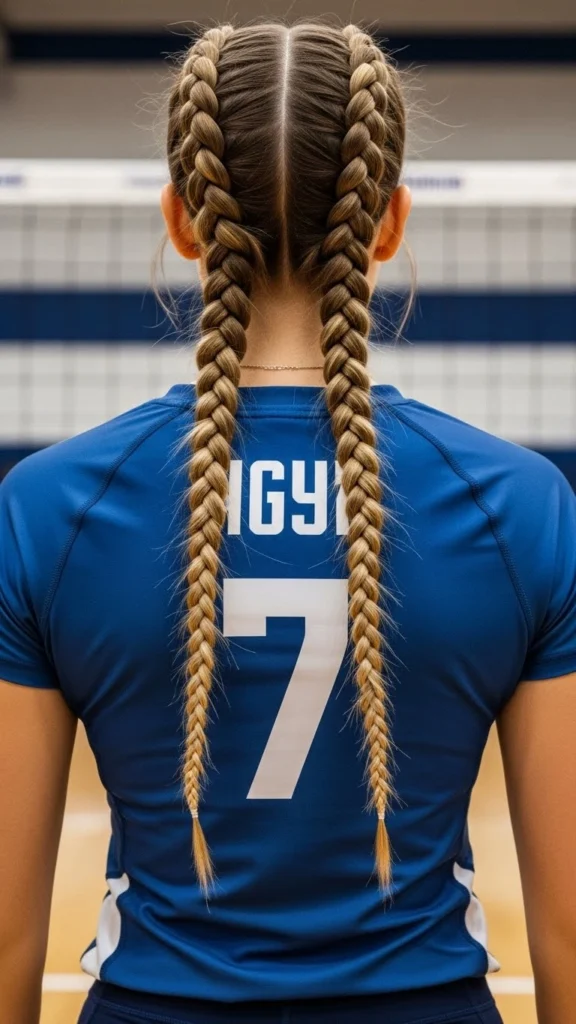 15 Cute Volleyball Hairstyles That Stay Put During Every Game 4 Double Dutch Braids