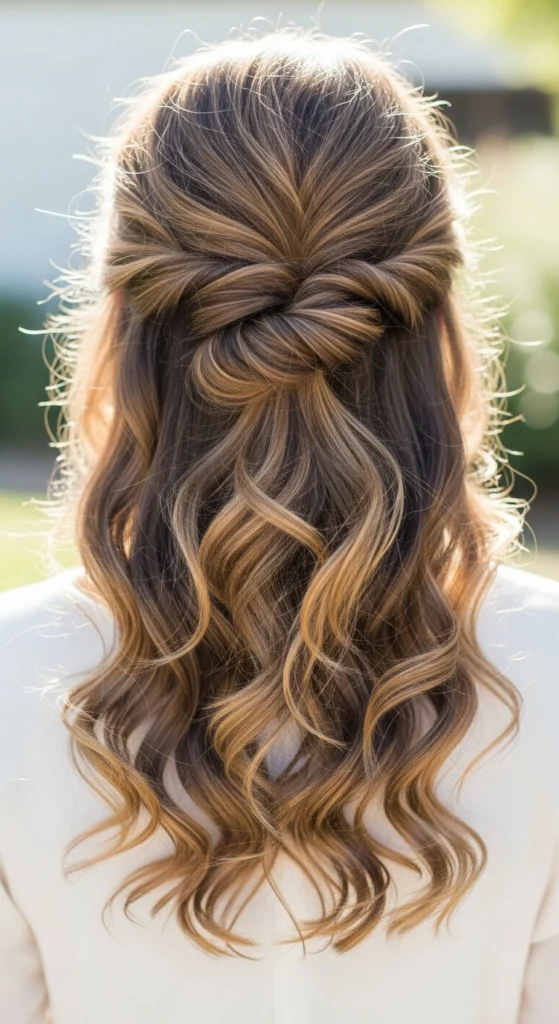 12 Effortless Curly Half Up Half Down Hairstyles for Every Occasion 6 Double Twisted Half Up Style