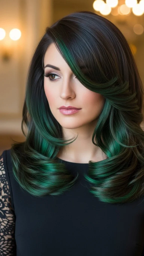 12 Peekaboo Hair Color Ideas 12 Emerald Green Elegance