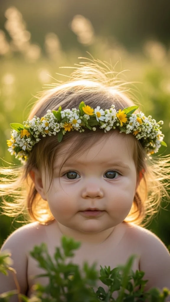 15 Baby Kaylee Hairstyles - Adorable Ideas for Your Little One 11 Flower Crown Natural Look