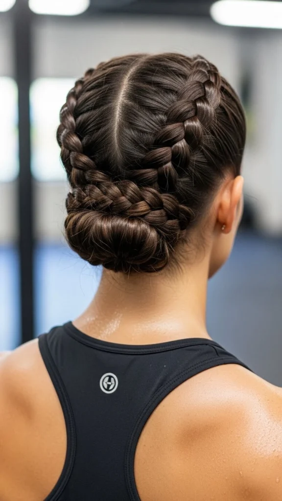 15 Cute Volleyball Hairstyles That Stay Put During Every Game 6 French Braid into Low Bun