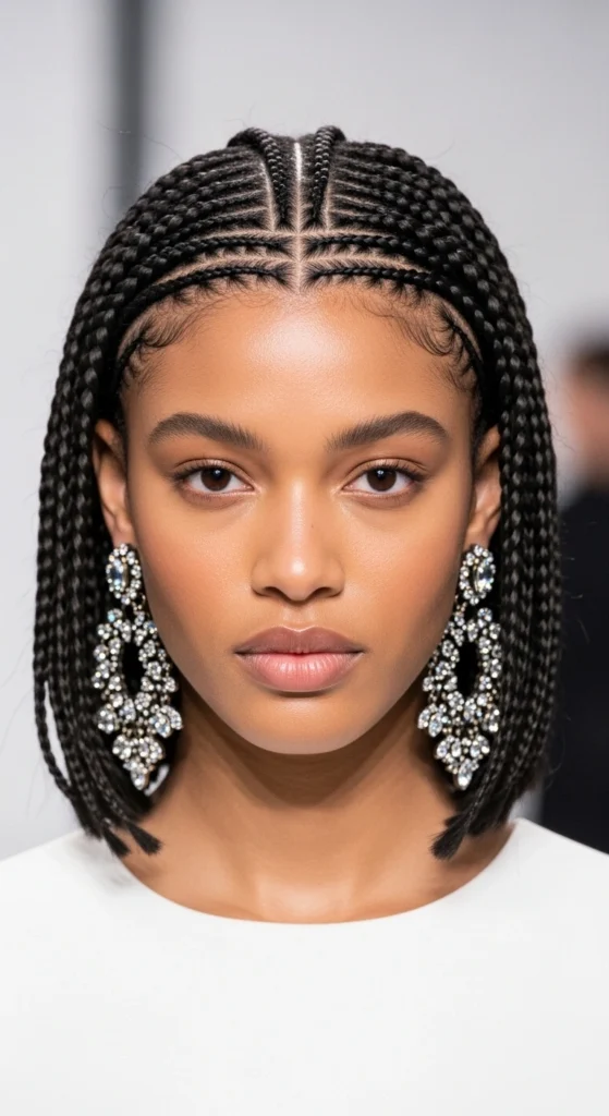 15 Braided Bob Hairstyles That Will Transform Your Look 11 Goddess Bob Braids with Middle Part