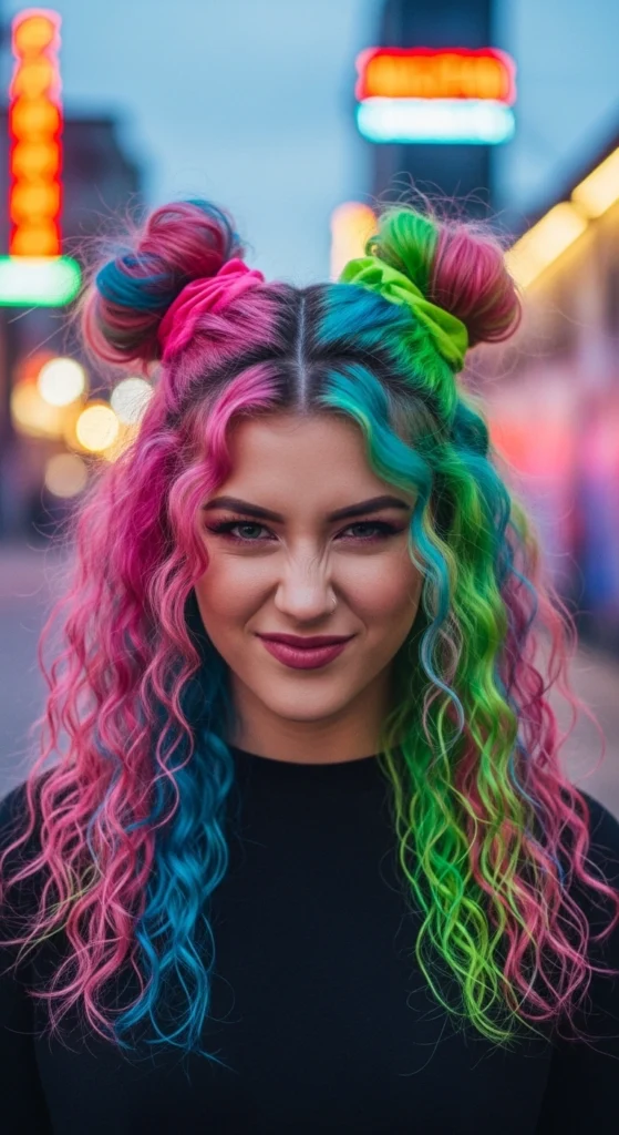 12 Curly Updo Hairstyles That Are Perfect for Bad Hair Days 6 Half Up Space Buns 2