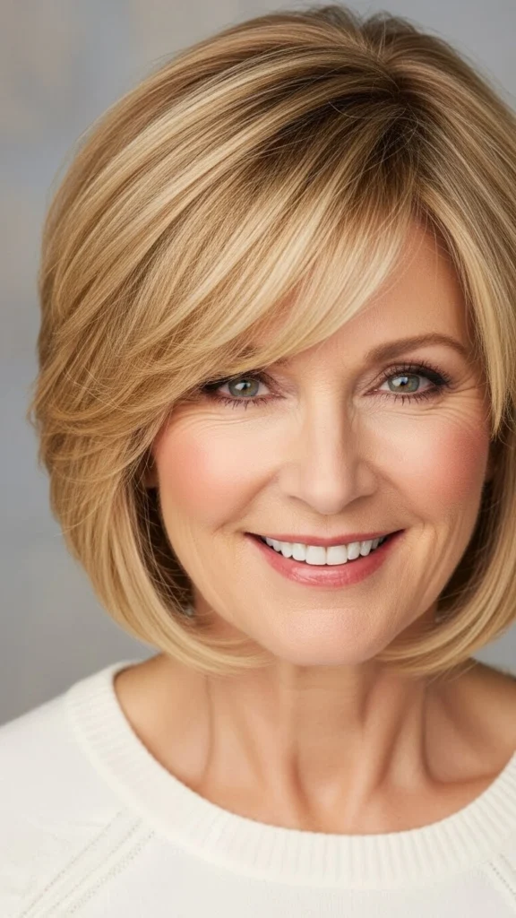 12 Gorgeous Bob Haircuts for Thin Hair That Make Older Women Look Years Younger 7 Layered Bob with Wispy Bangs