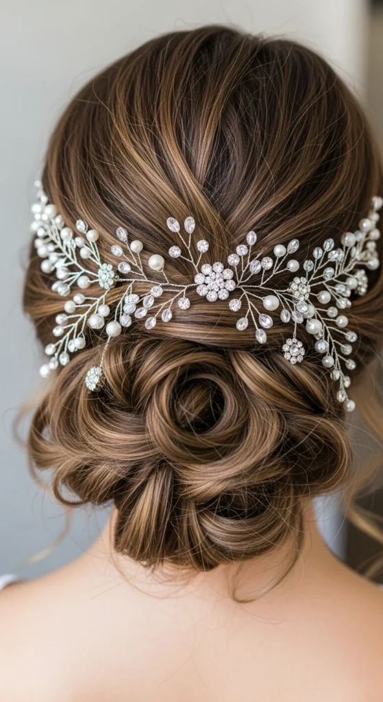 12 Elegant Curly Wedding Hairstyles Perfect for Every Bride 10 Long Curly Hair Bridal Hairstyles with Accessory Focus