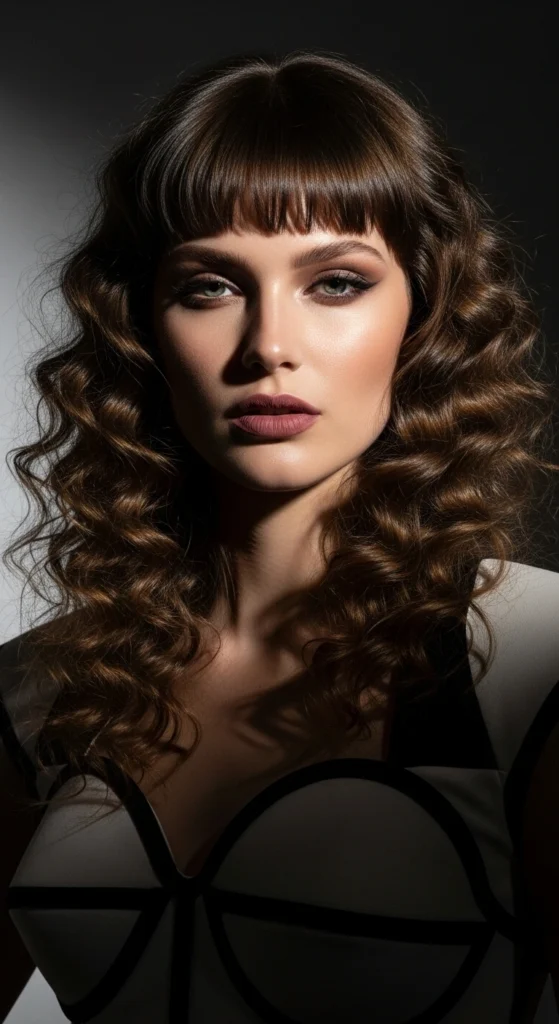 15 Curly Haircuts With Bangs That'll Make You Screenshot Immediately 3 Long Curly Hair with Baby Bangs