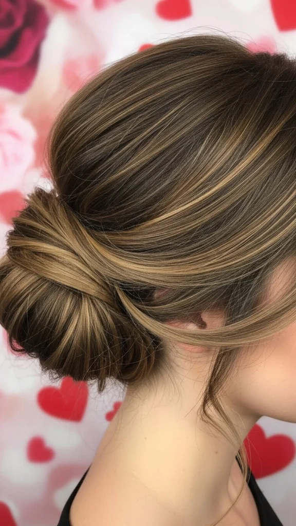 15 Romantic Valentine's Day Hairstyles That'll Make Hearts Skip a Beat 3 Low Messy Bun with Wispy Bangs