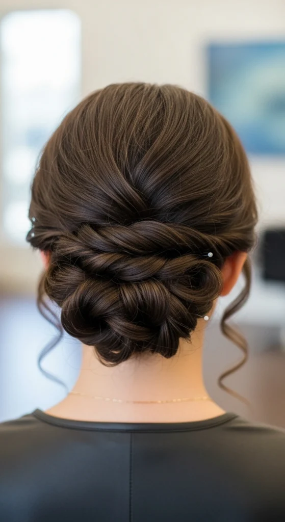 12 Curly Updo Hairstyles That Are Perfect for Bad Hair Days 2 Low Twisted Updo