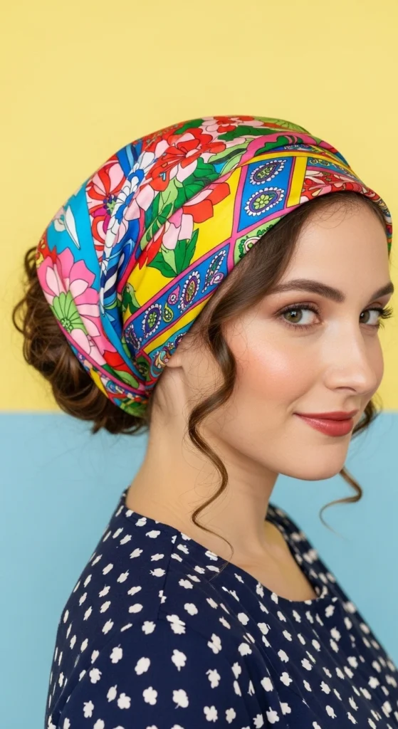12 Curly Updo Hairstyles That Are Perfect for Bad Hair Days 10 Scarf Wrapped Low Bun