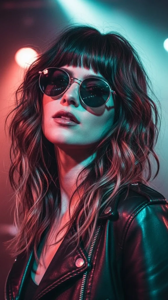 12 Wavy Wolf Cut with Bangs: Stunning Styles to Try in 2026 5 Shaggy Wavy Wolf Cut with Blunt Bangs
