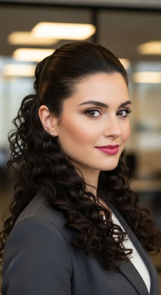 12 Effortless Curly Half Up Half Down Hairstyles for Every Occasion 5 Sleek Half Up With Volume Boost
