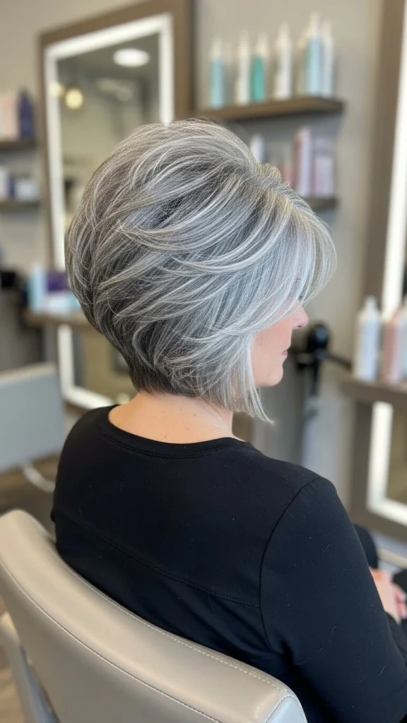 12 Gorgeous Bob Haircuts for Thin Hair That Make Older Women Look Years Younger 4 Stacked Bob with Volume at the Crown