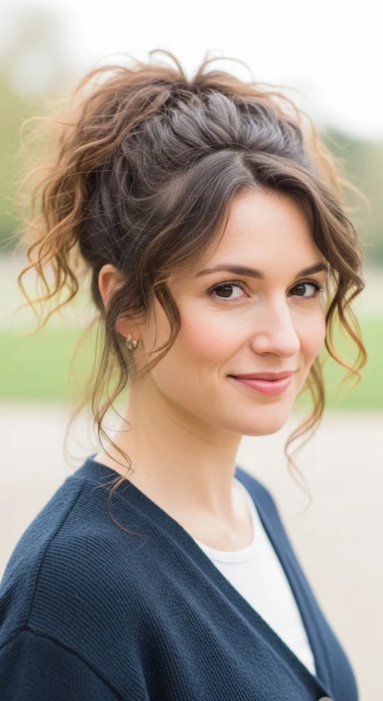 12 Effortless Curly Half Up Half Down Hairstyles for Every Occasion 8 Textured Half Up Ponytail