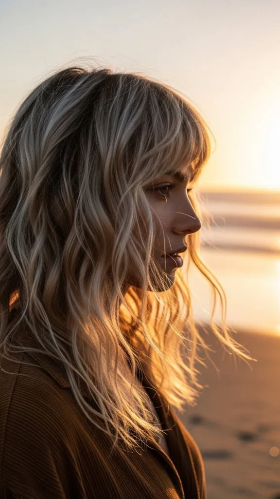 12 Wavy Wolf Cut with Bangs: Stunning Styles to Try in 2026 12 Textured Wavy Wolf Cut with Piecey Bangs