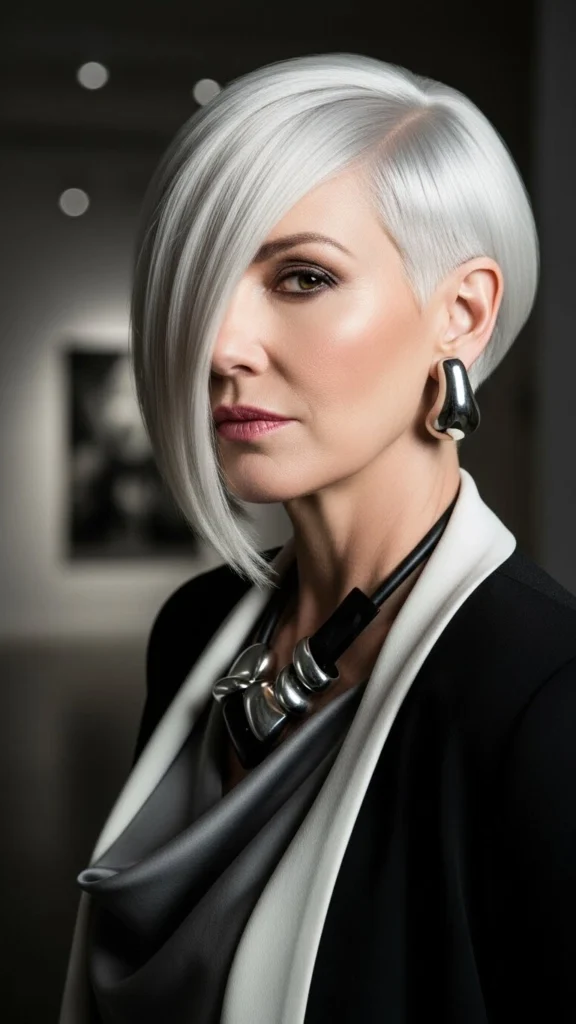 12 Gorgeous Bob Haircuts for Thin Hair That Make Older Women Look Years Younger 8 The Asymmetrical Bob
