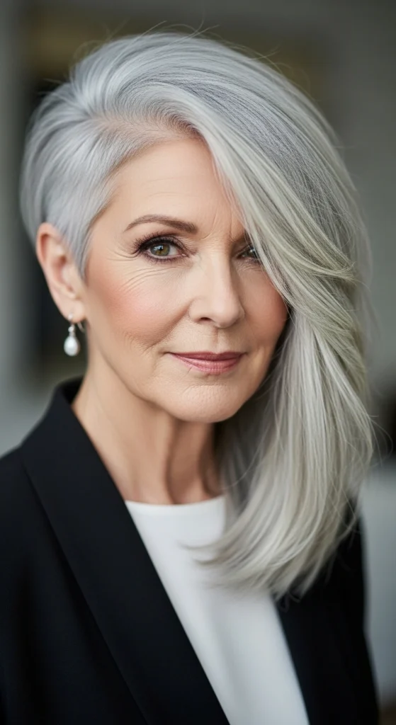 15 Stunning Haircuts for Women Over 70 That Are Easy to Style 15 The Asymmetrical Cut