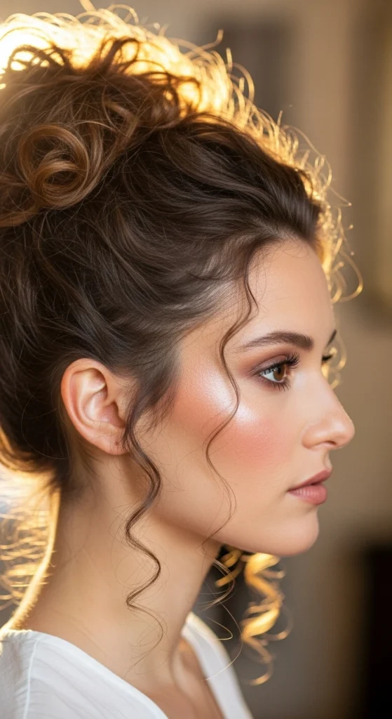 12 Curly Updo Hairstyles That Are Perfect for Bad Hair Days 1 The Messy Curly Bun