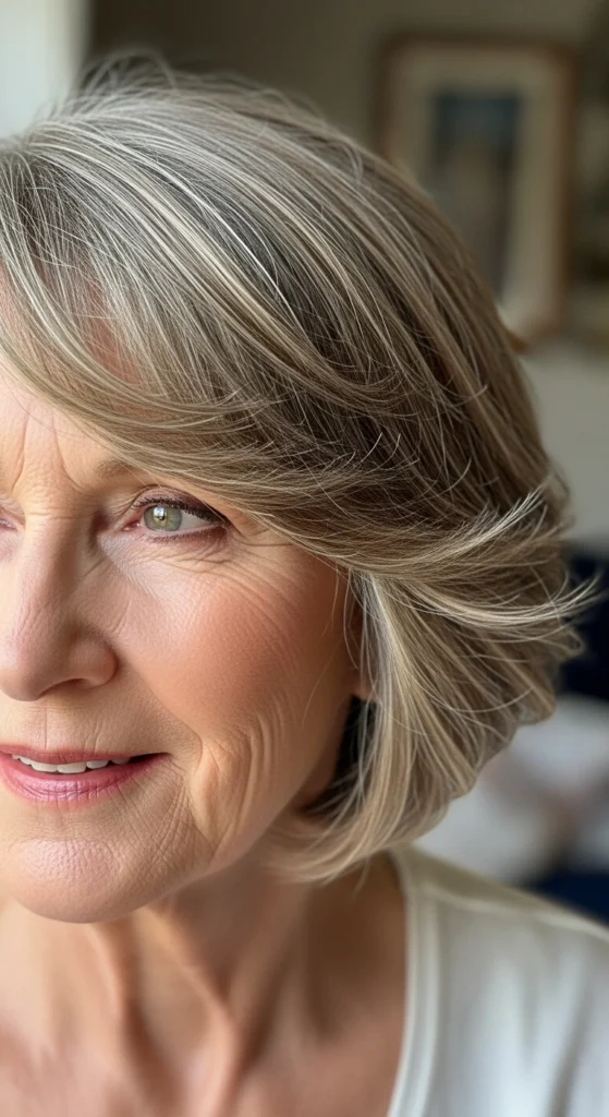 15 Stunning Haircuts for Women Over 70 That Are Easy to Style 6 The Textured Bob with Bangs
