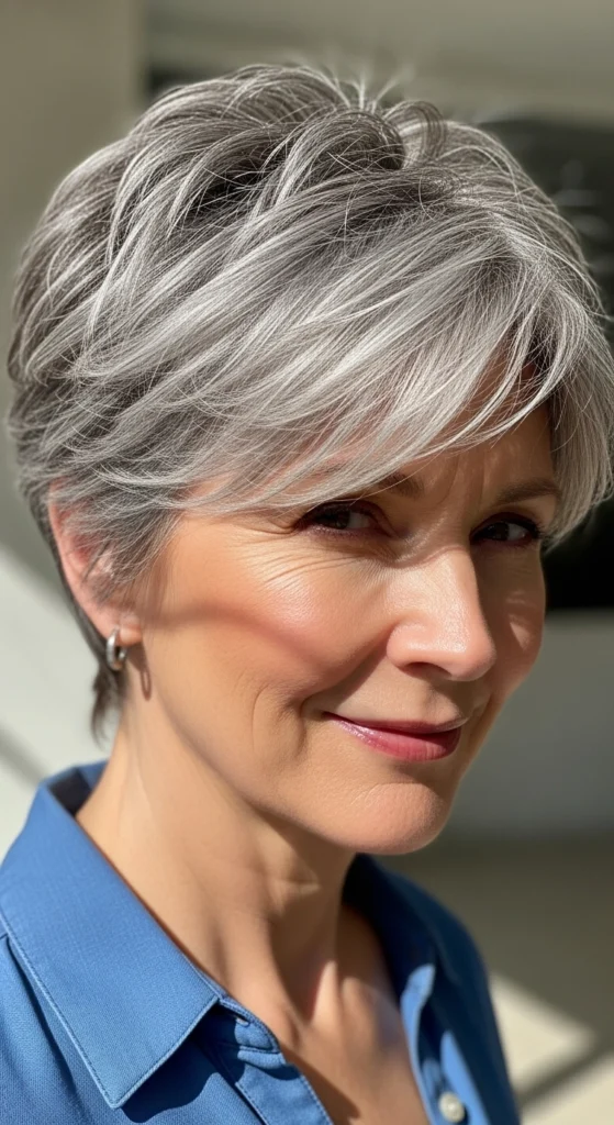 15 Stunning Haircuts for Women Over 70 That Are Easy to Style 2 The Textured Crop