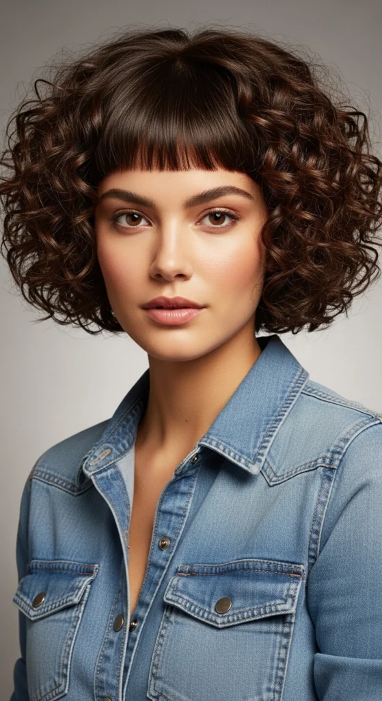 15 Curly Haircuts With Bangs That'll Make You Screenshot Immediately 13 Tight Curls with Micro Fringe