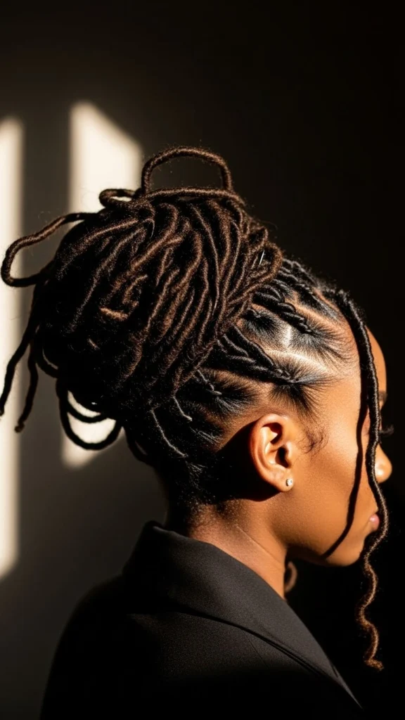 12 Elegant Formal Locs Hairstyles for Weddings, Proms & Special Events 5 Twisted Updo with Volume