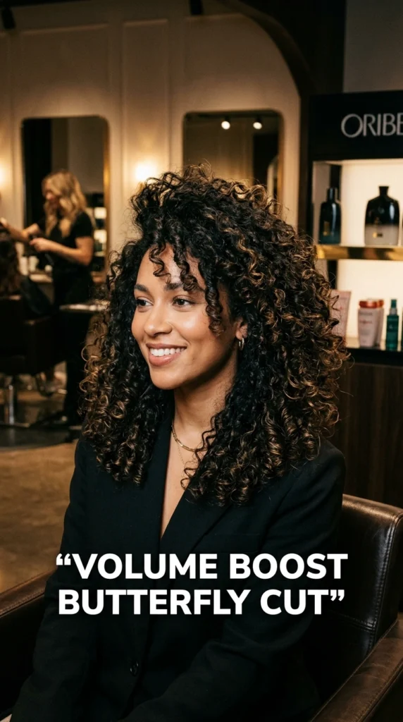 17 Butterfly Haircuts for Curly Hair - Book an Appointment Instantly 2 Butterfly haircut with 202604101033