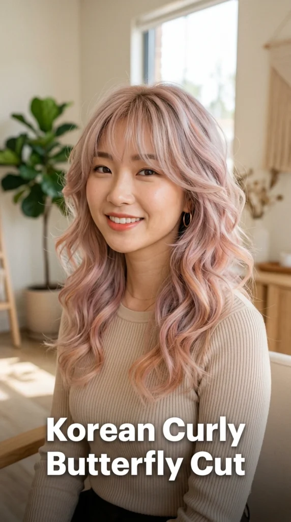 17 Butterfly Haircuts for Curly Hair - Book an Appointment Instantly 11 Korean Curly Butterfly 202604101033
