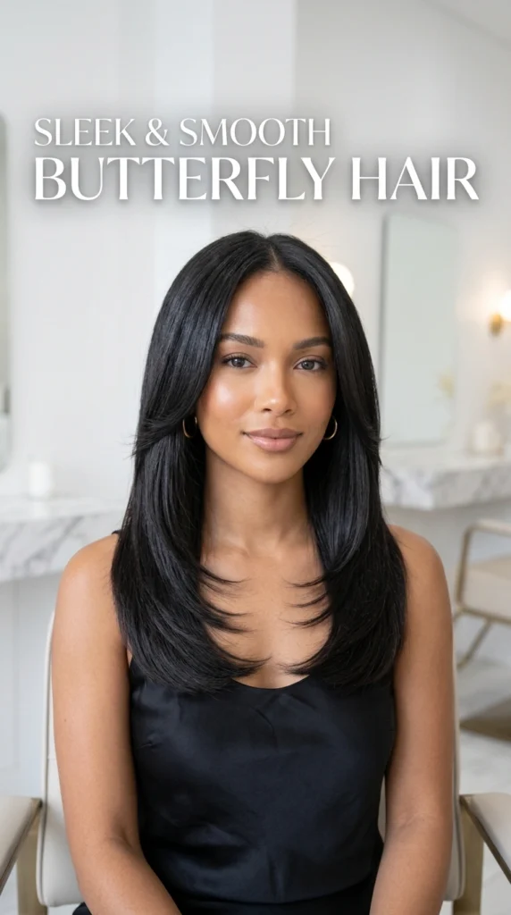 15 Chic Medium Butterfly Haircut Ideas for Effortless Style 10 Sleek butterfly haircut 202604111642